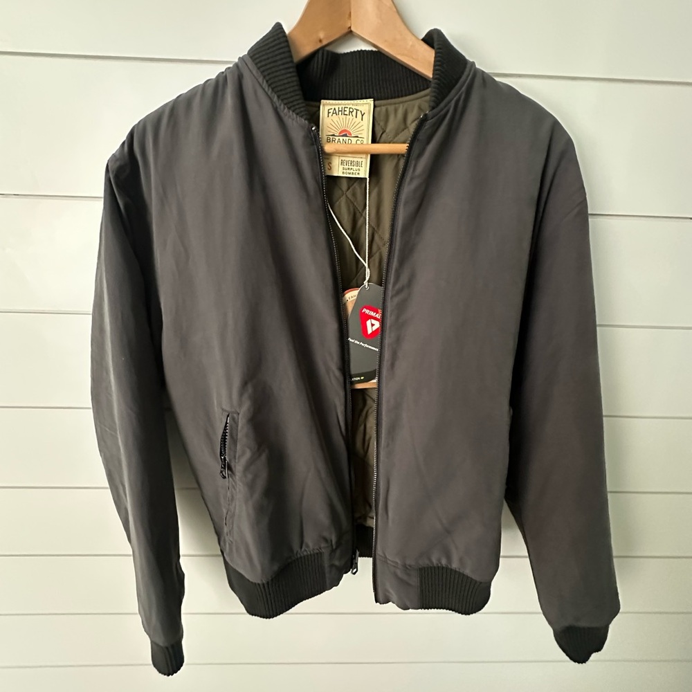 Faherty Gray Bomber Jacket